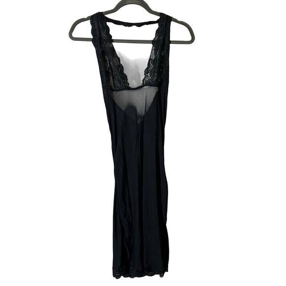 Vintage Frederick's Of Hollywood Long Sheer Black Slip Halter Dress with Lace M - Picture 1 of 7